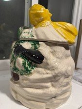 McCoy Vintage/Americana Ceramic Cookie Jar Figurine With Lid Cream Yellow Green