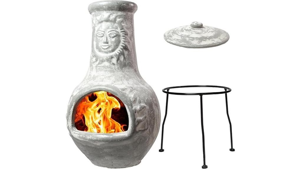 medium grey clay chiminea