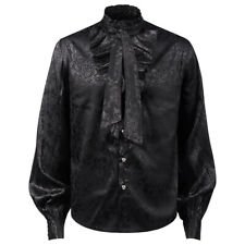 Men Pleated Shirt Medieval Clothing Steampunk Victorian Tops Formal Dress Shirts