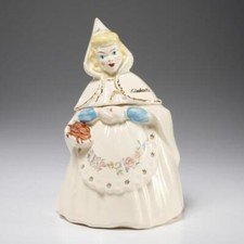 Metlox Pottery Cinderella Vtg Blue White Ceramic Cookie Jar 11.75"h 7"w