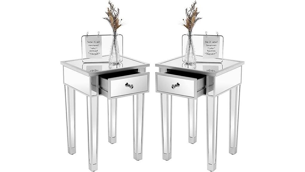 mirrored end tables set