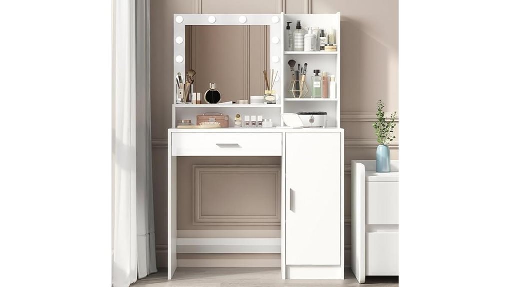 mirrored vanity with lights