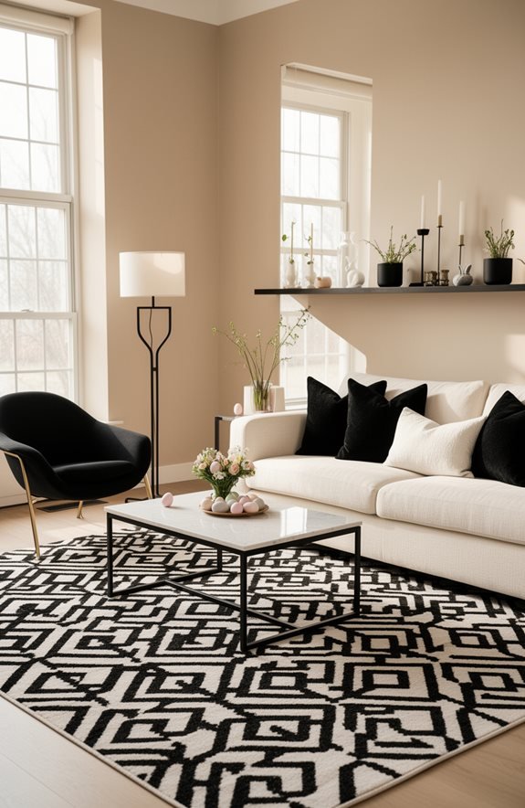 modern monochrome geometric rug