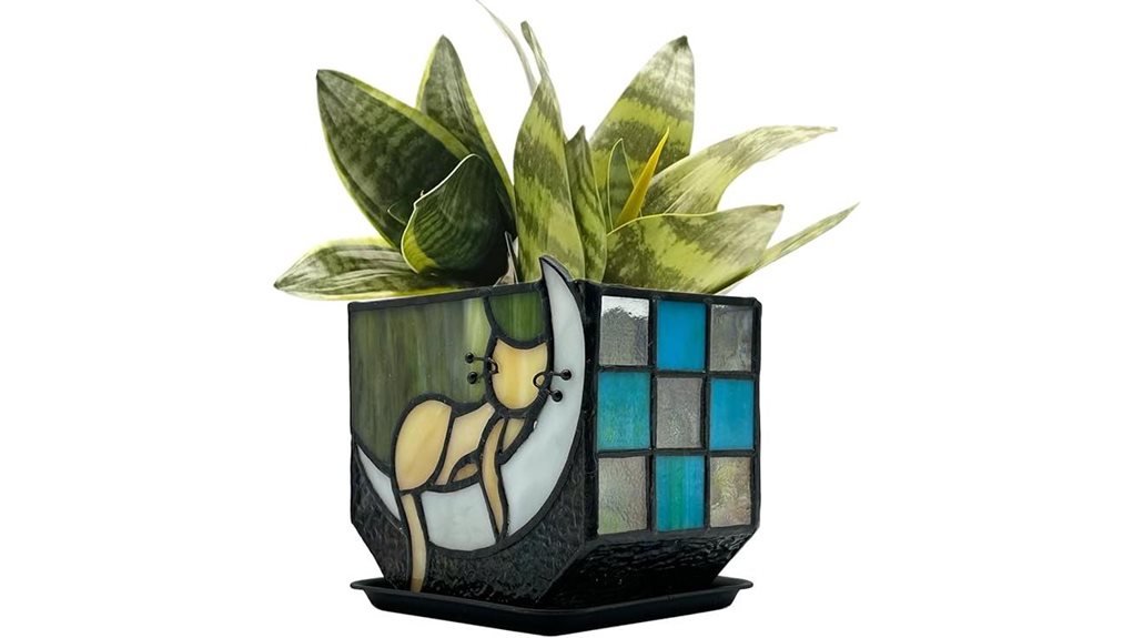 moonlit tiffany cat planter