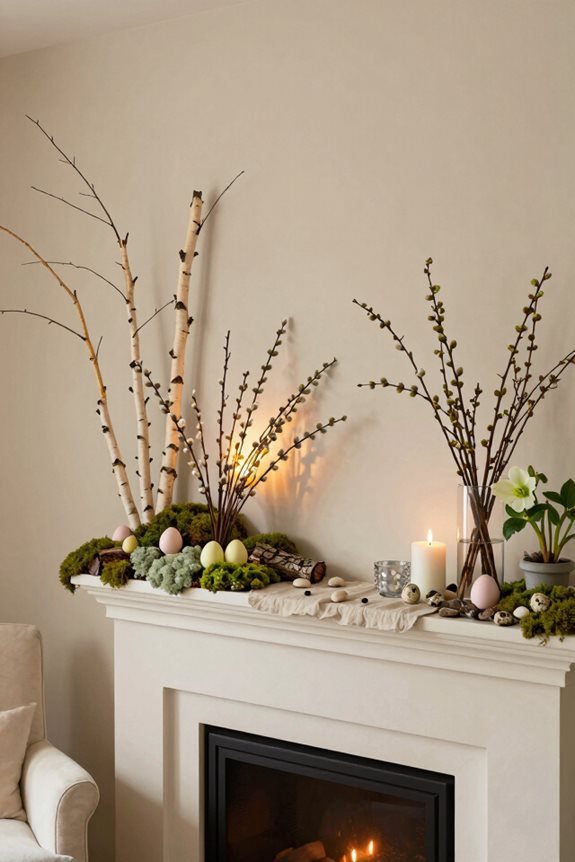 natural decor branches moss