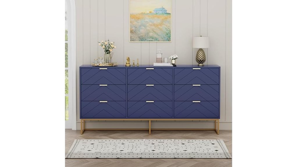 navy blue dresser with drawers