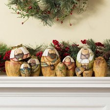 Nesting Dolls Set of 9 - Holy Family, Three Kings & Shepherd Christmas Nativity