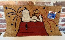 NEW & RAREPeanuts Snoopy & Woodstock Fireworks Outdoor Coir Door Mat 18 x 28