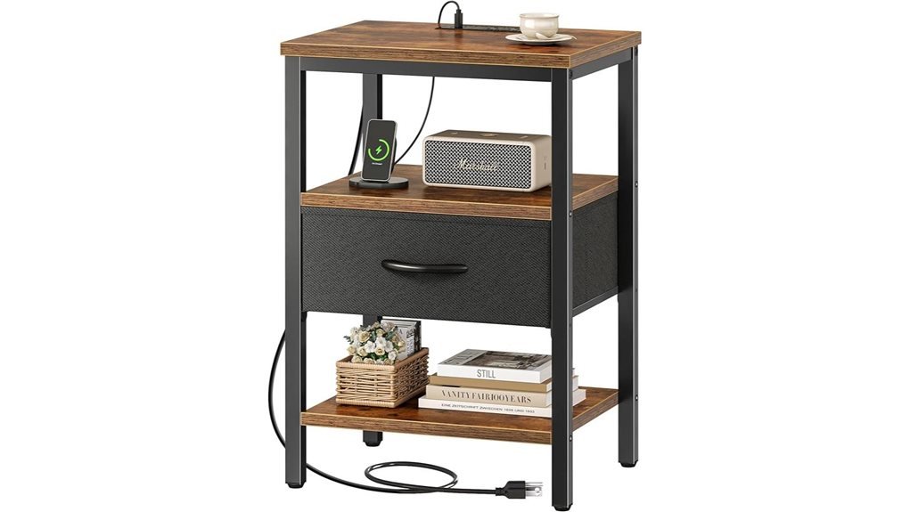 nightstand with charging drawer