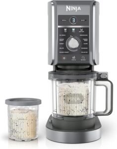 Ninja ice cream maker with two containers, designed for making various frozen desserts like gelato, sorbet, and milkshakes efficiently at home.