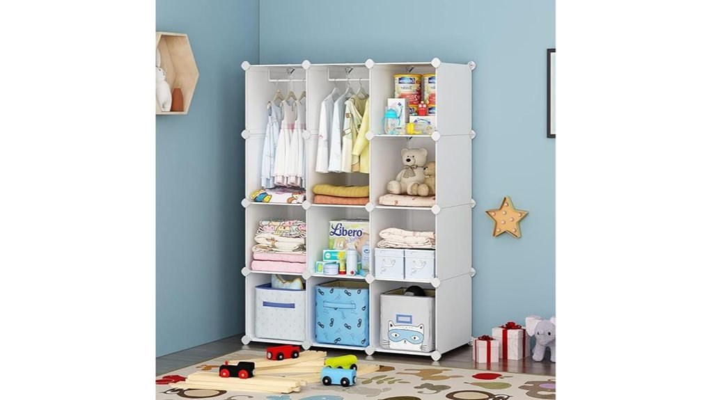 Portable Baby Closet Organizer (12 Cube, White)