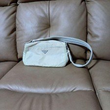 PRADA Nylon Shoulder Bag Black Triangle Logo Plate Crossbody Purse Vintage