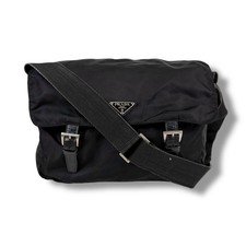 Prada Triangle Logo Nylon Shoulder Bag Crossbody Black Authentic Vintage