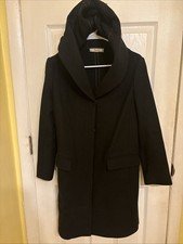 PRADA Vintage Wool Hooded Coat Women 38 BLACK Classic Minimalist Design