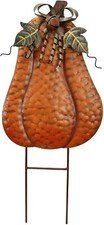 Pumpkin Garden Stake Metal Pumpkin Yard Sign Fall Decor 20 inch H, Orange