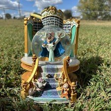 Rare 1991 Beauty and the Beast Snow Globe Library with Working Music Box