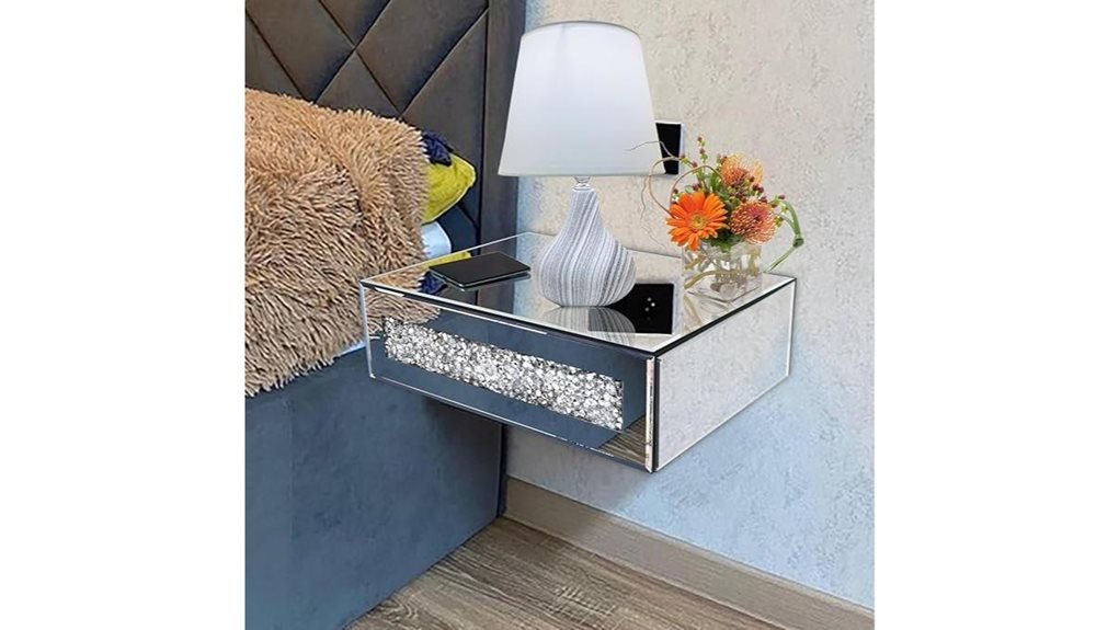 reflective bedside storage unit