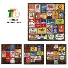 Reproduced Vintage Tin Signs, Gas Oil Retro Advert Metal Sign for Garage Man ...