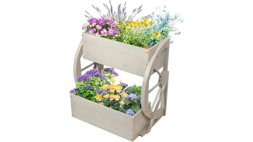 rolling wooden flower planter