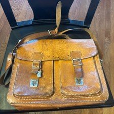 ruitertassen shoulder bag leather Vtg Patina Color Tan Brown Professor Belgium