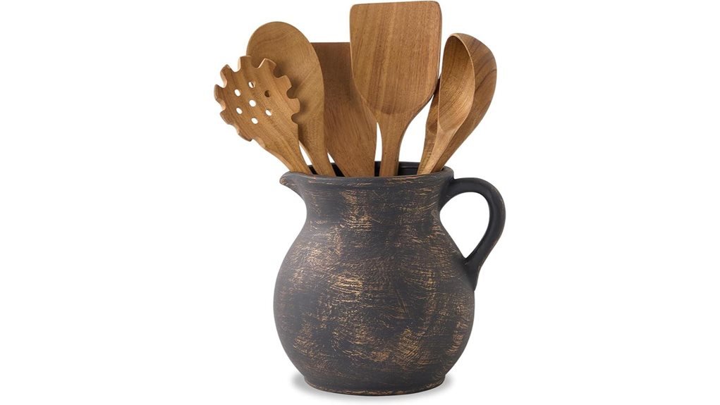 rustic ceramic utensil holder
