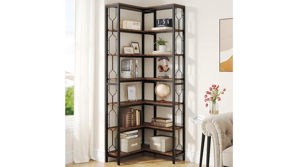 rustic corner bookshelf design