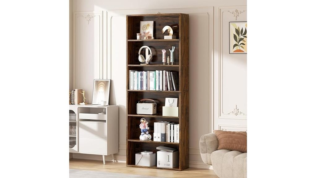 rustic tall open bookcase