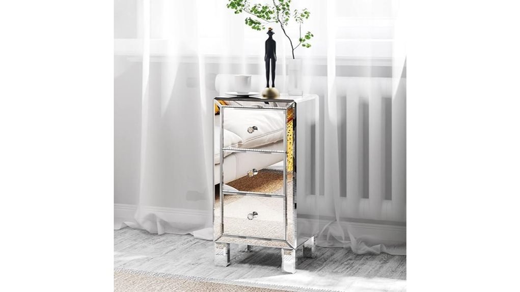 silver mirrored nightstand table