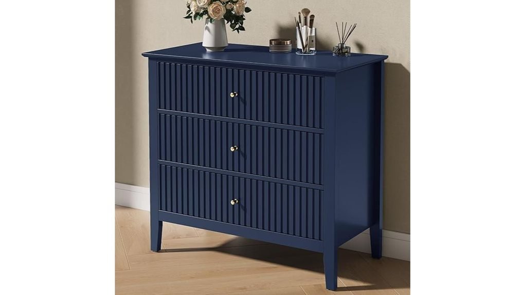 spacious three drawer nightstand