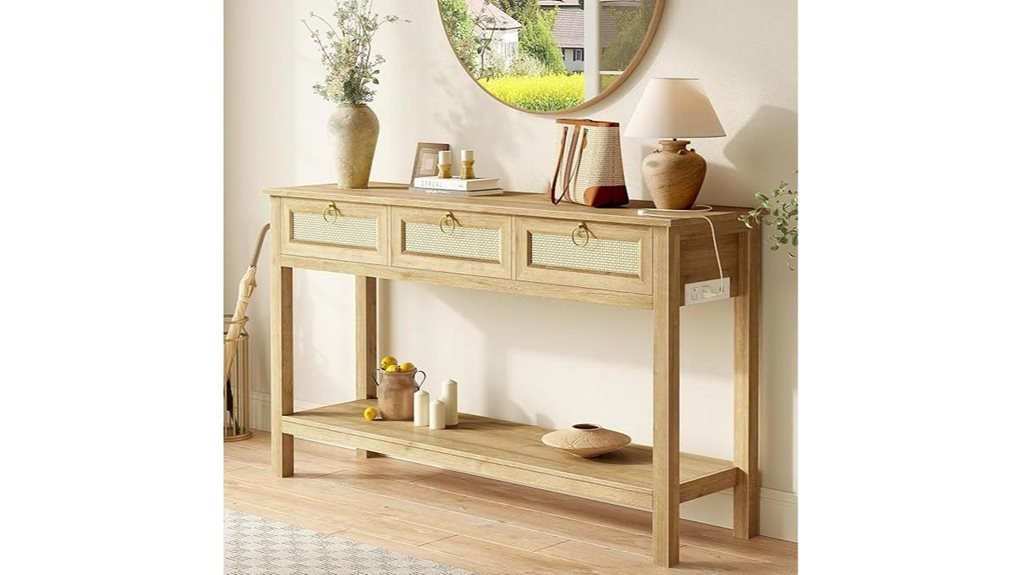 stylish console table with outlets