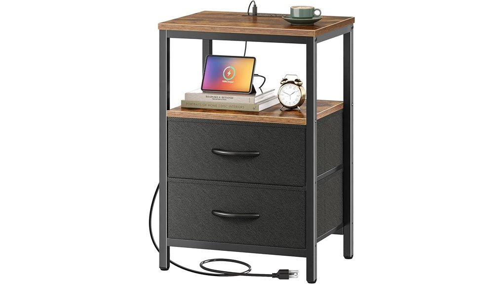 stylish nightstand with chargers