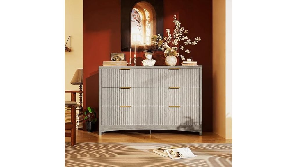 stylish six drawer wooden dresser