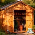 stylish wooden garden storage