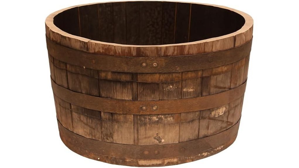 sustainable whiskey barrel planter