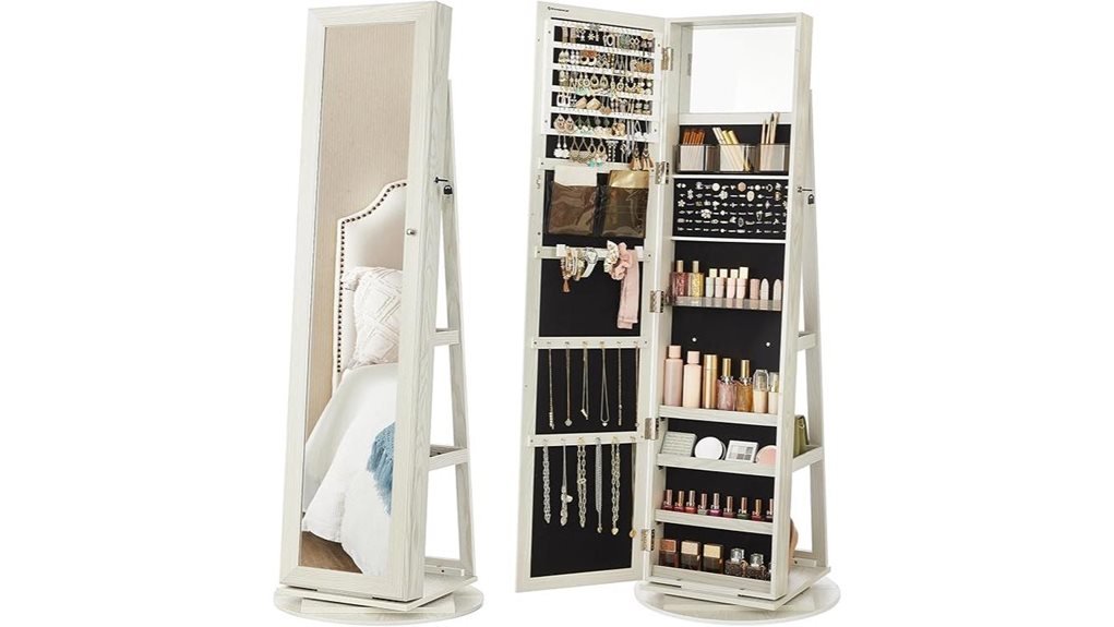 swivel mirror jewelry cabinet