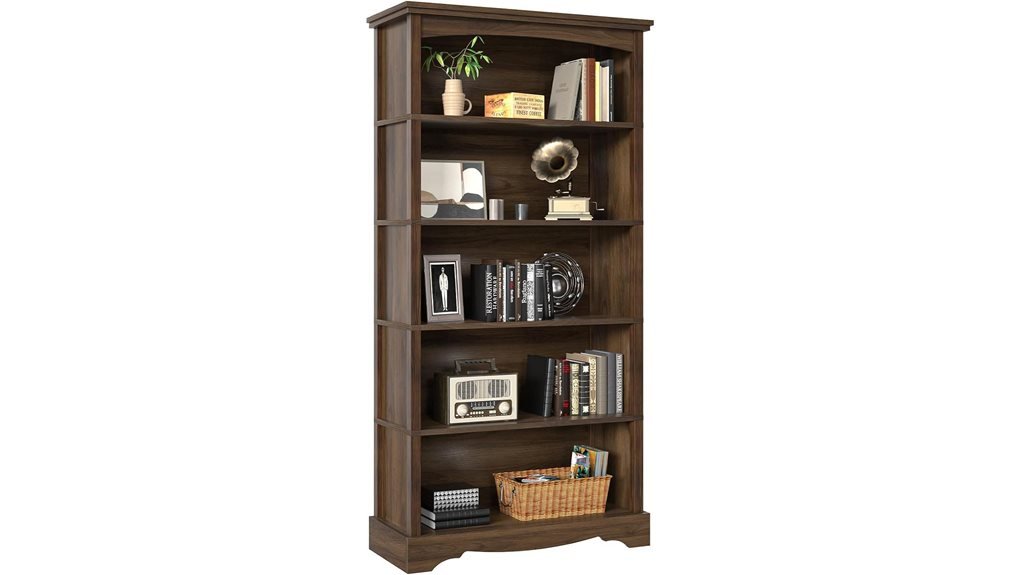 tall brown wooden bookshelf