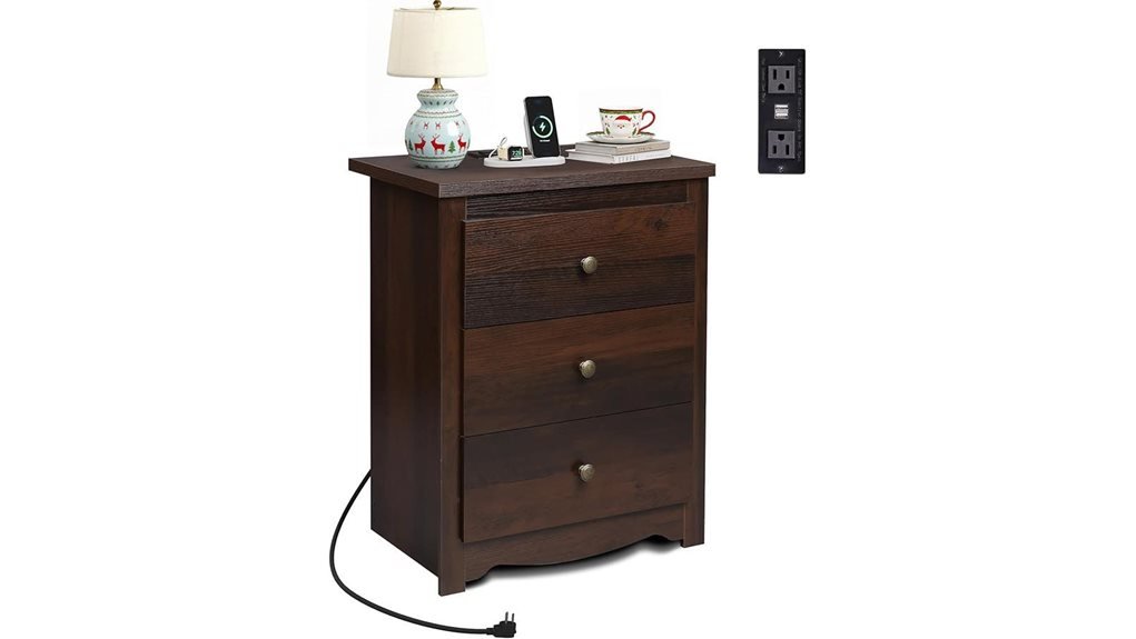 tall nightstand with charging