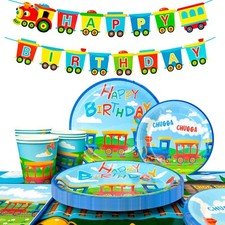 Train Birthday Party Supplies, Train Party Decorations Tableware Set For Kids