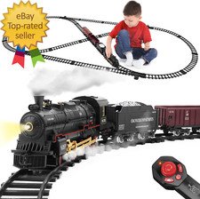 Train Set with Remote Control,Electric Train Track around Christmas Tree W/Cargo