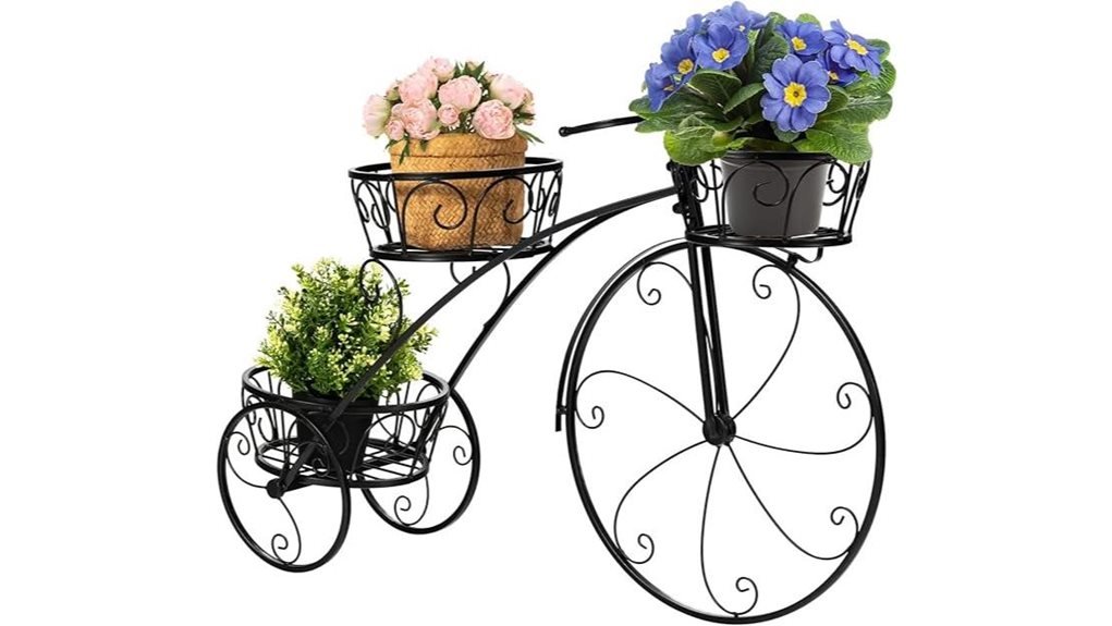 tri tiered metal planter stand