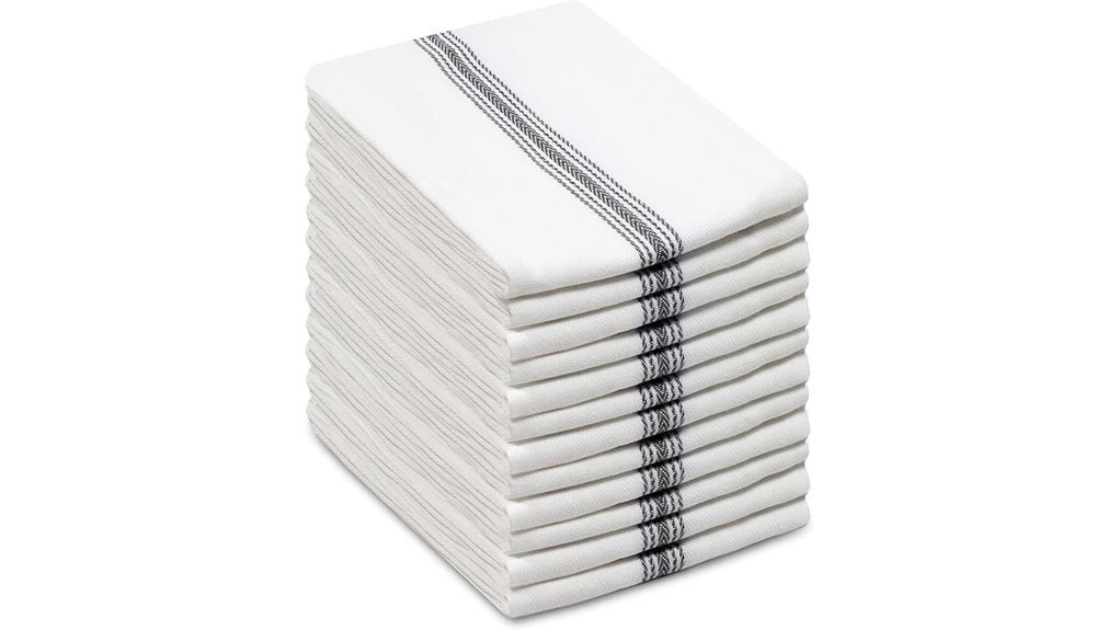 twelve striped dish towels
