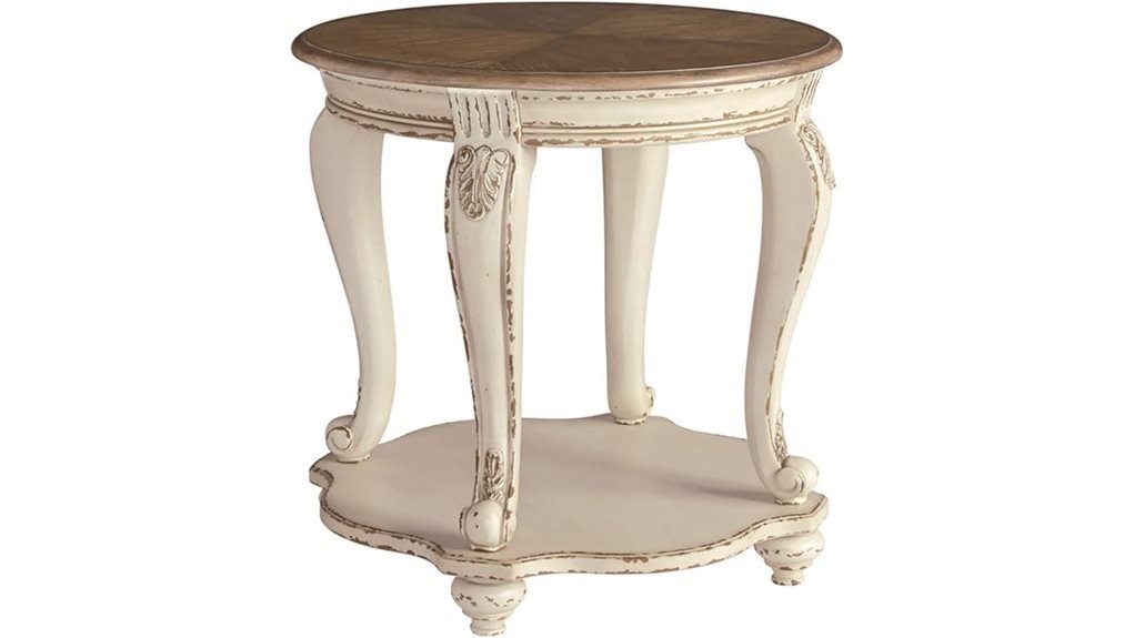 two tone round end table