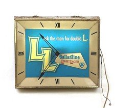 Very Rare Vintage Ballantine Ale & Beer Lighted Clock Light Lager Double L Works