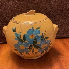 Vintage 1940's McCoy Floral Pattern Cookie Jar - Hand Painted - Approx. 8" Tall