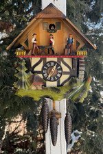 Vintage 1970 Schmeckenbecher Musical Animated Chalet Cuckoo Wall Clock SEE VIDEO