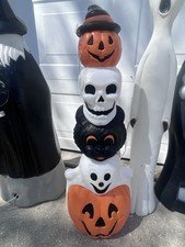 Vintage 1995 Empire Blow Mold Halloween Totem Stack Pumpkin Cat Ghost Skull 32”
