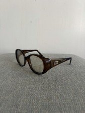 Vintage Brown Gucci GG2433 Round Eyeglasses W/ Script Made in Italy
