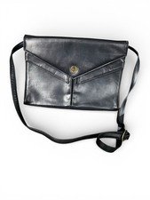 Vintage Christian Dior Black Leather Crossbody Shoulder Bag Italy CD **SCUFFS**