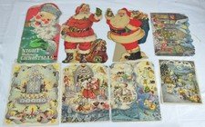 VINTAGE CHRISTMAS LOT- ADVENT CALENDERS (5)-VINTAGE SANTA (2)-NIGHT BEFORE XMAS