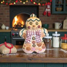 Vintage Colorful Jay Imports 1996 Gingerbread Cookie Jar Ceramic Holiday Decor